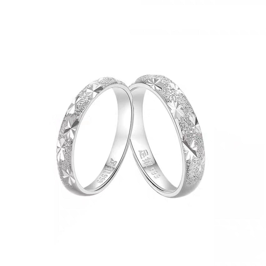 Wholesale Stylish Adjustable Sterling Silver Starry Couple Ring Set In Minimalist Design Everyday Boutique Jewelry Accessory
