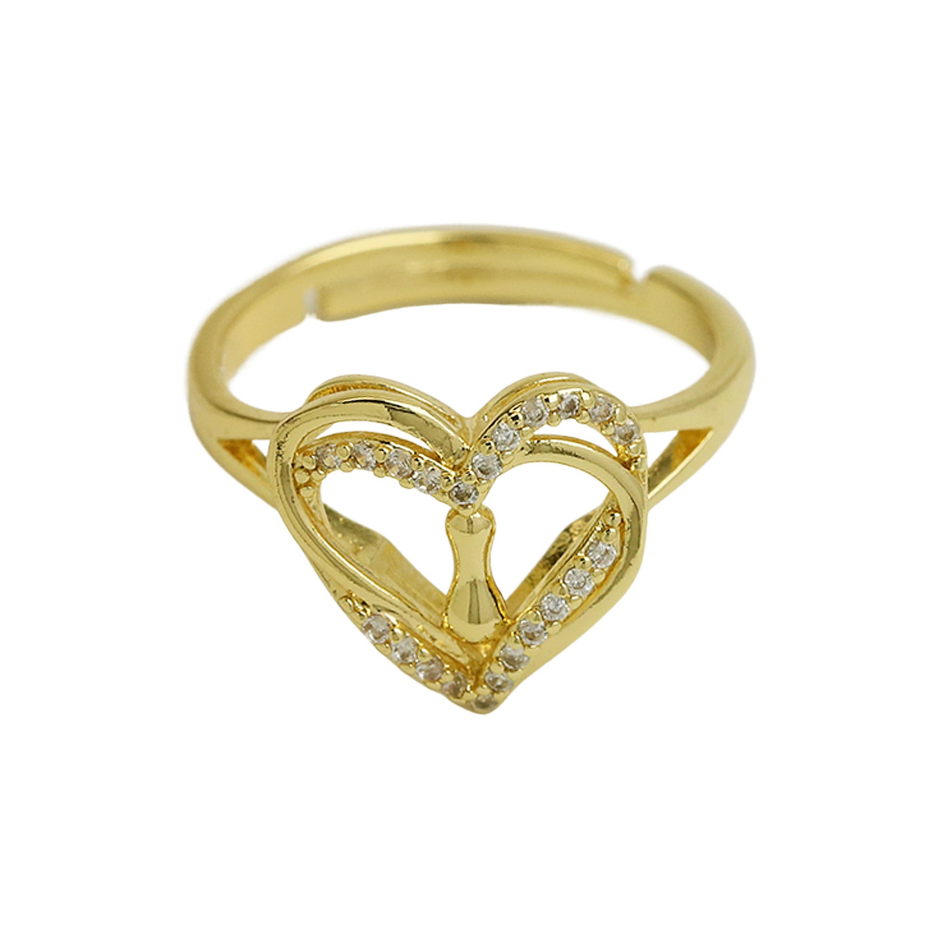 Wholesale  gold love heart-shaped 26 English letters open heart fashion  ring