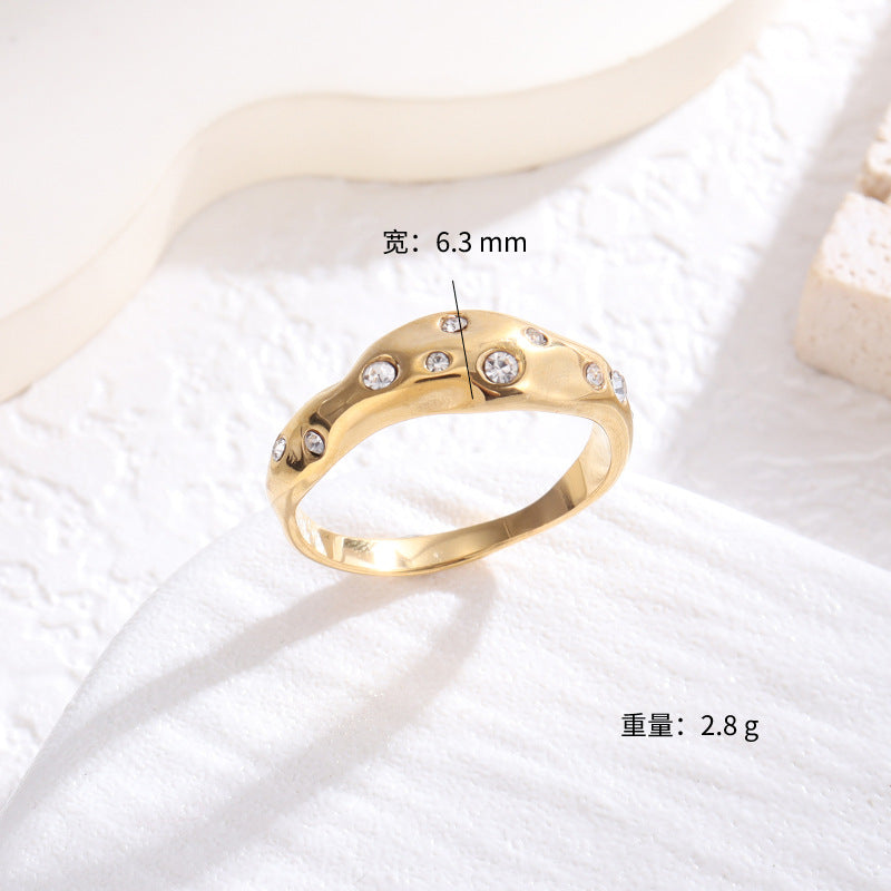 Wholesale Zircon Ring 18K Gold Plated Stainless Steel Ring ACC-RS-LR003