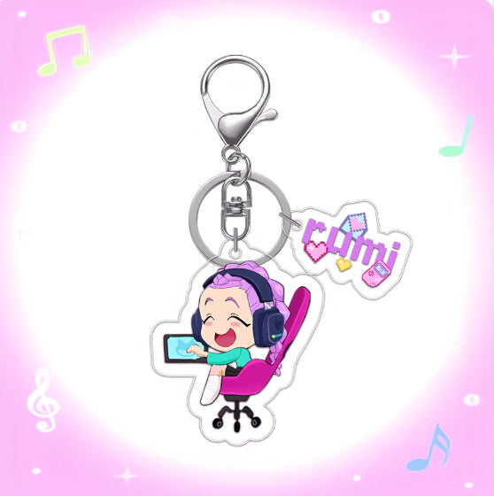 Wholesale Demon Hunter Girls Group Two-piece Acrylic Keychain