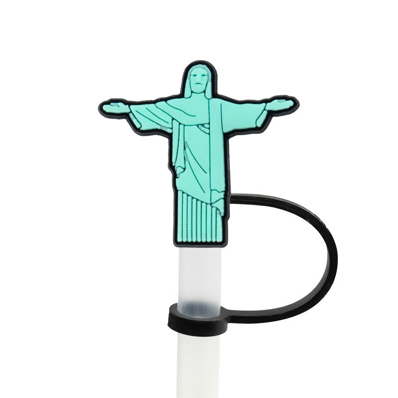 Wholesale 10pcs 7-8mm God Cross Silicone Dustproof Straw Stoppers Straw Tube Cap