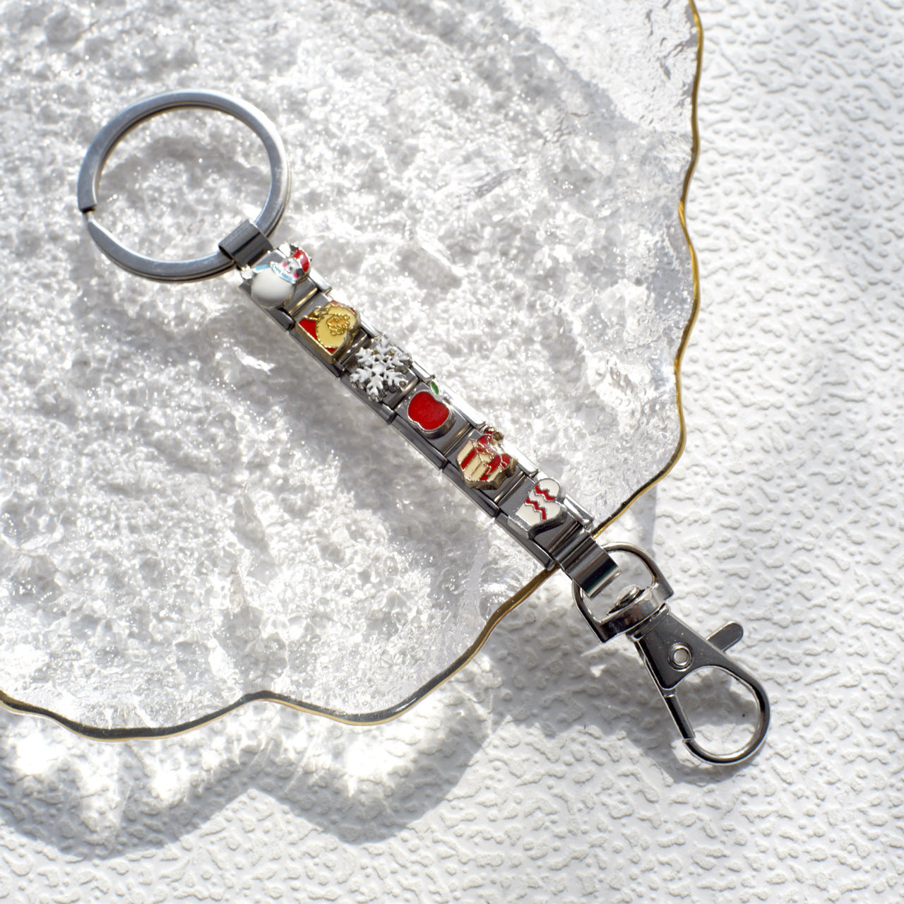 Wholesale fashion italian module diy keychain ball dog christmas friend gift