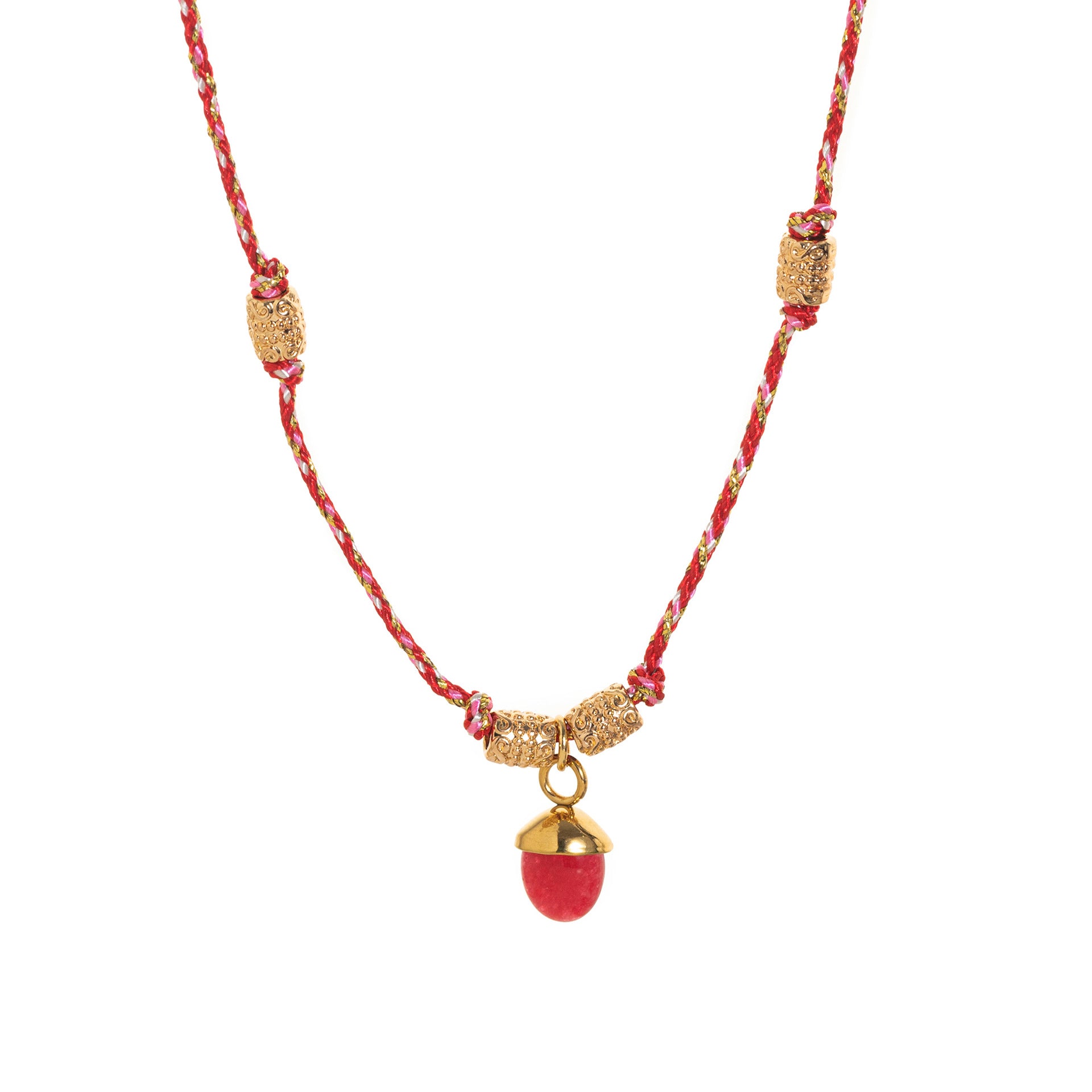 Wholesale Titanium Steel Necklace Half Circle Natural Stone Acorn Pine Cone Pendant