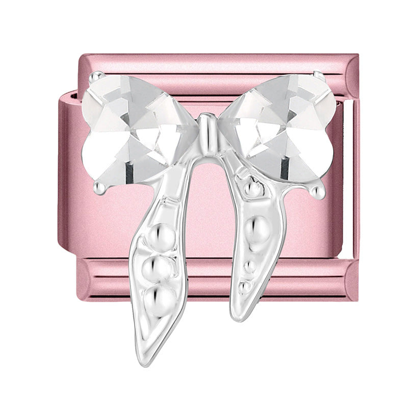 Wholesale 9mm Italian Charm Starter Bracelets pink series  DIY  Single Section Creative Stainless Steel Composable Bracelet