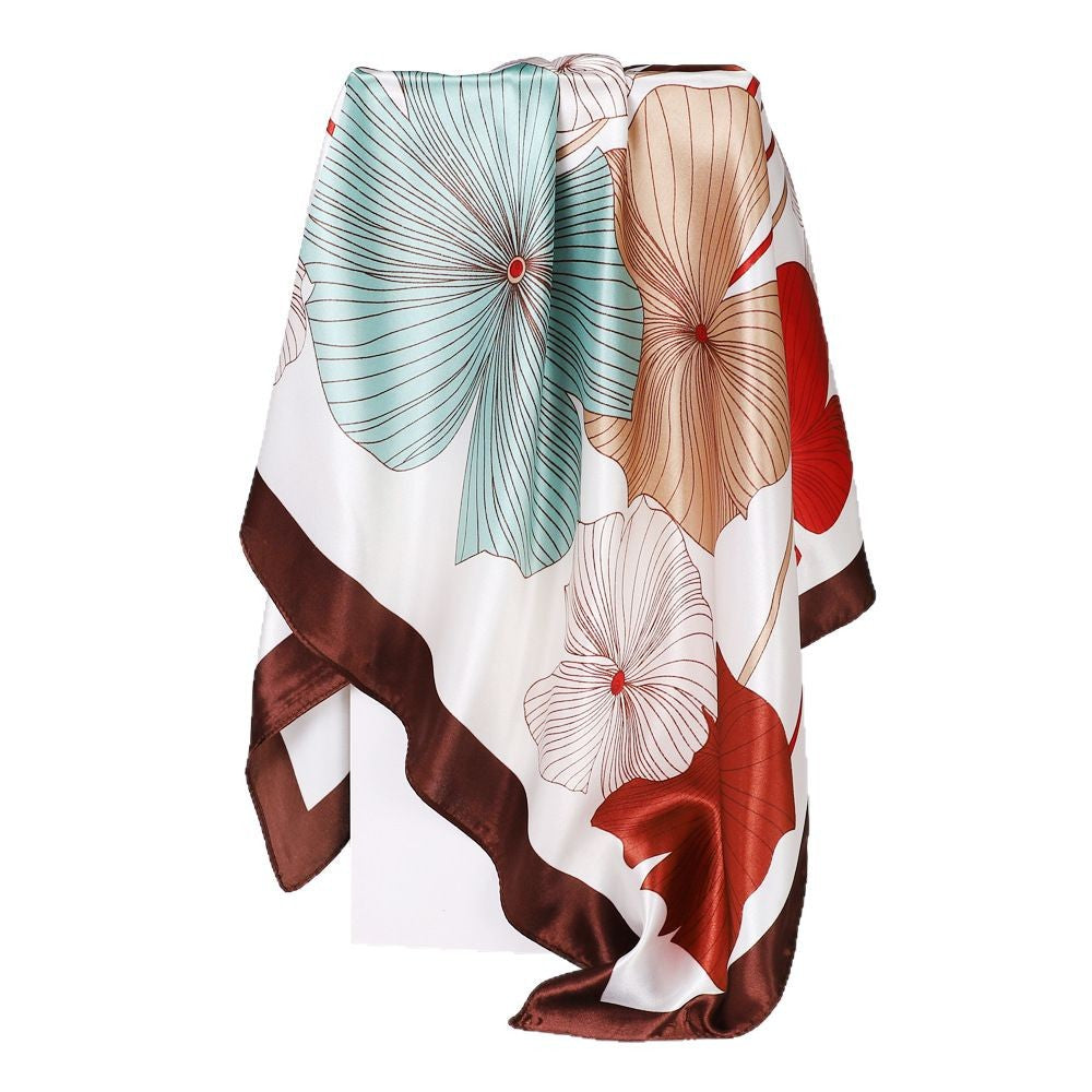 Wholesale Big leaf printed 90cm silk scarf