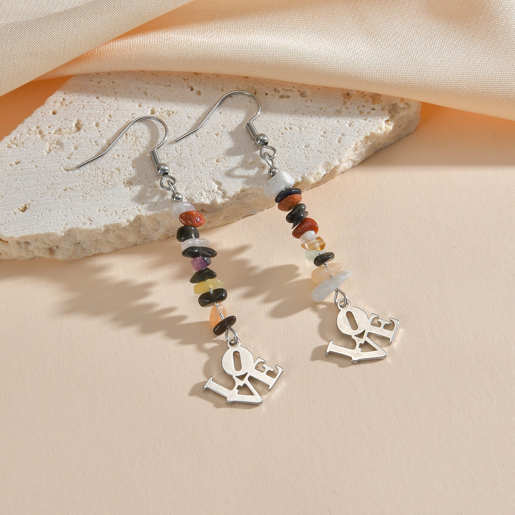 Wholesale Blue Gravel Earrings Long Non-fading Earrings Stainless Steel Earrings ACC-ES-yanc003