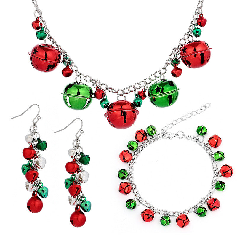 Wholesale Christmas Necklace Colorful Bell Necklace Bracelet Earrings Jewelry Set ACC-NE-TuCai002