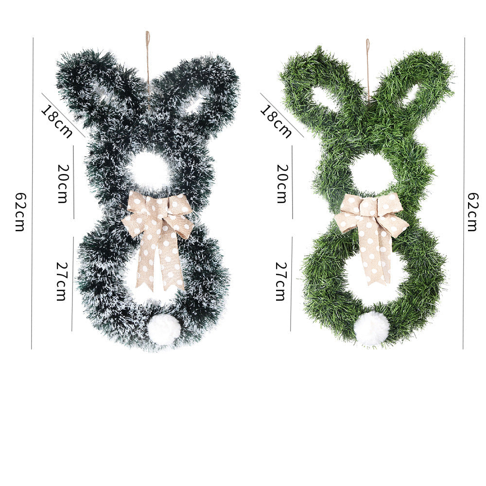 Wholesale  Easter Bunny Pendant Home Decorative Wall Hanging Door Hanging Folding Bunny Wreath Decoration