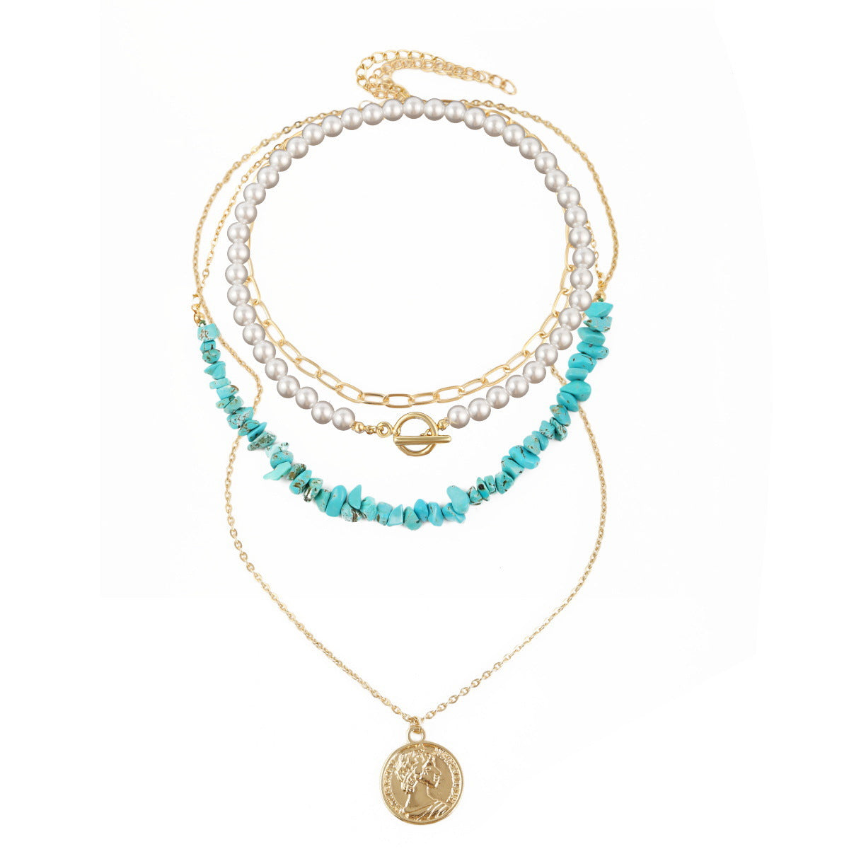 Wholesale  Necklace Bohemian Style Colorful Gravel Ins Necklace Women' s Natural Stone Beaded Necklace