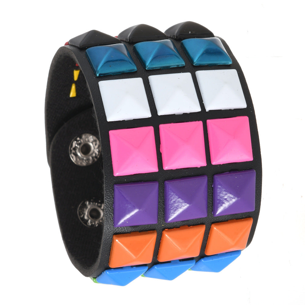 Wholesale Square Rivet Bracelet Men' s Personalized  Bracelet