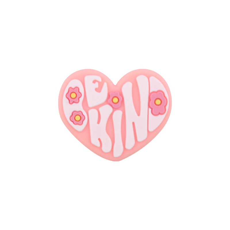 Wholesale 10pcs Heart-shaped BE KIND Silicone Beads ACC-BDS-GuangTian012