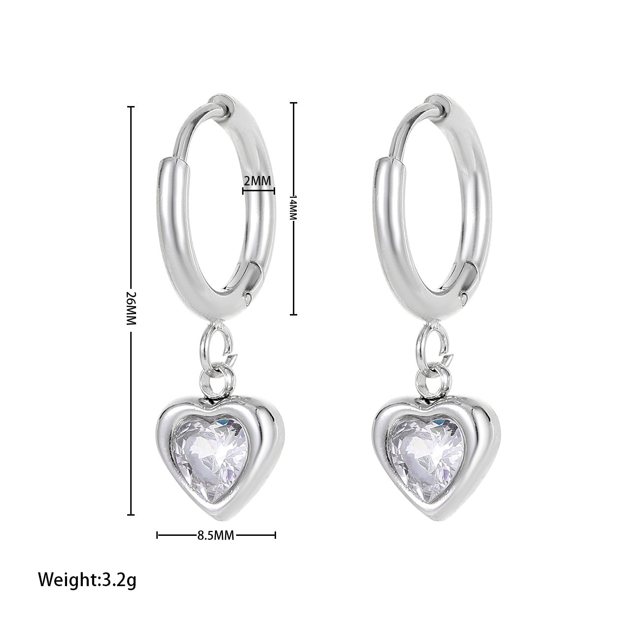Wholesale Heart-Shaped Emerald Titanium Steel Jewelry Set including Earrings Necklaces