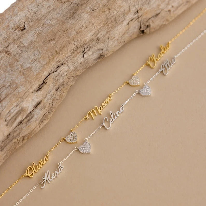 Wholesale Titanium Steel Heart Multi-name Necklace