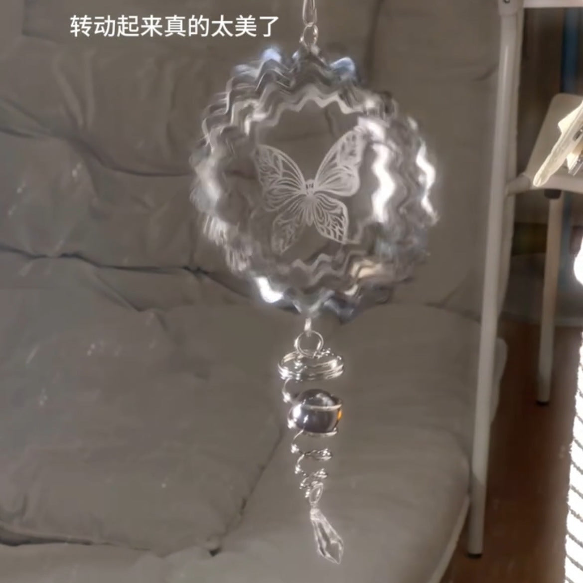 Wholesale 3D Rotating Butterfly Heart Wind Chime