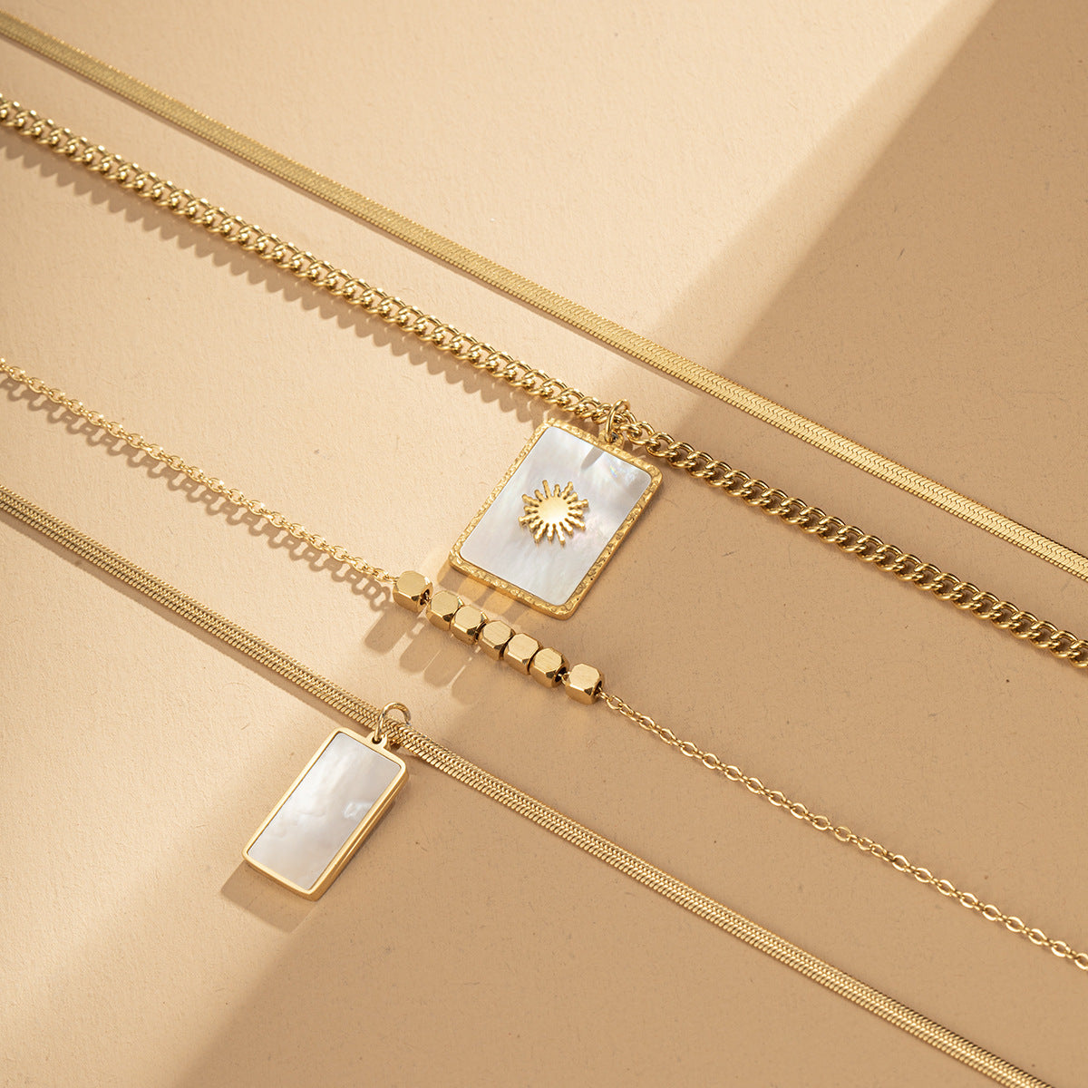 Wholesale Titanium Steel Necklace Shell Necklace Multi-layered Sweater Necklace ACC-NE-Jind003