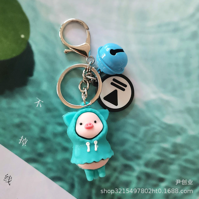 Wholesale Cute Cartoon Raincoat Pig Silicone Keychain DIY Doll Bag ACC-KC-YCY006