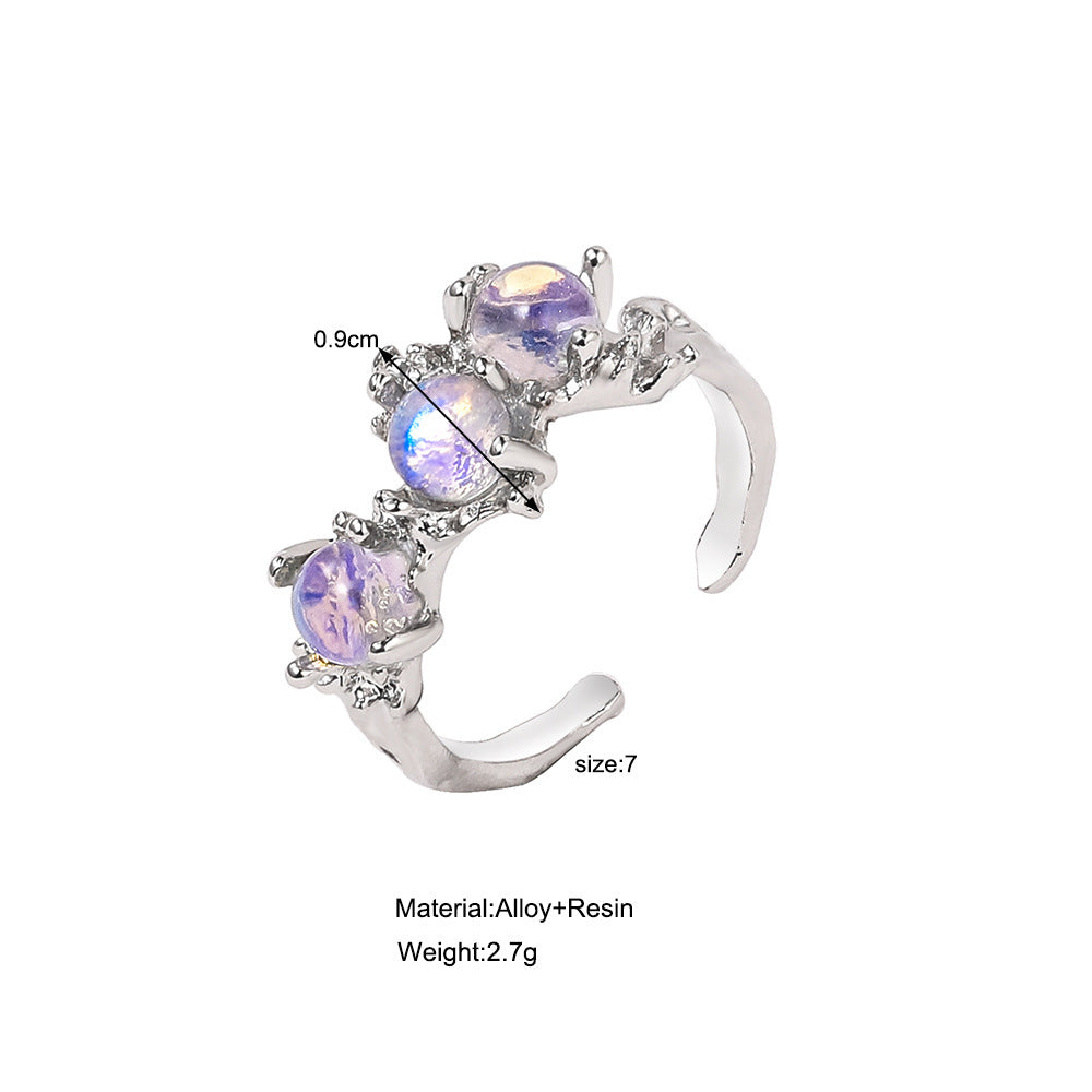 Wholesale  Moonstone Inlay Ring Light Luxury  Ring