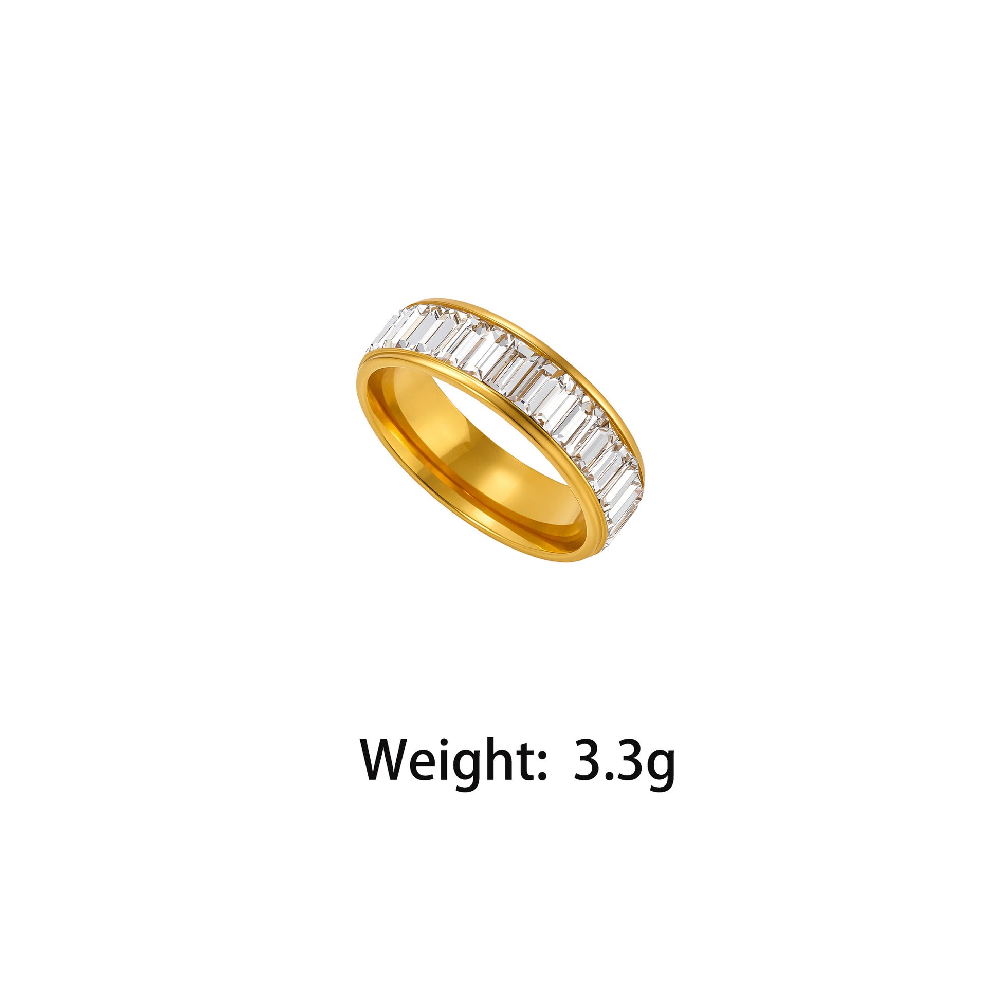Wholesale Geometric Gold Plated Stainless Steel Ins Style Zircon Ring - Fashion Accessory Gift