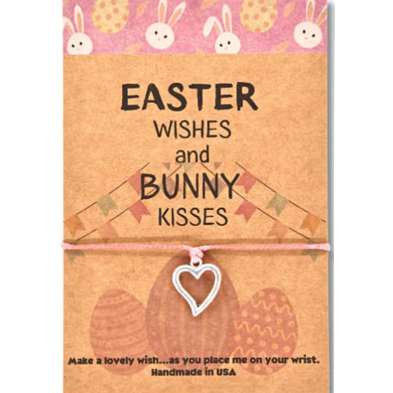 Wholesale Handmade Woven Flower Love Heart Alloy Easter Rope Woven Bunny Bracelet
