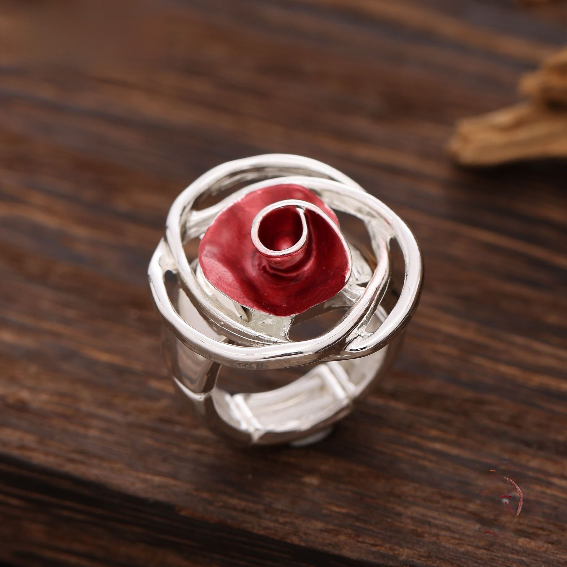Wholesale Elastic Alloy Rose Flower Ring
