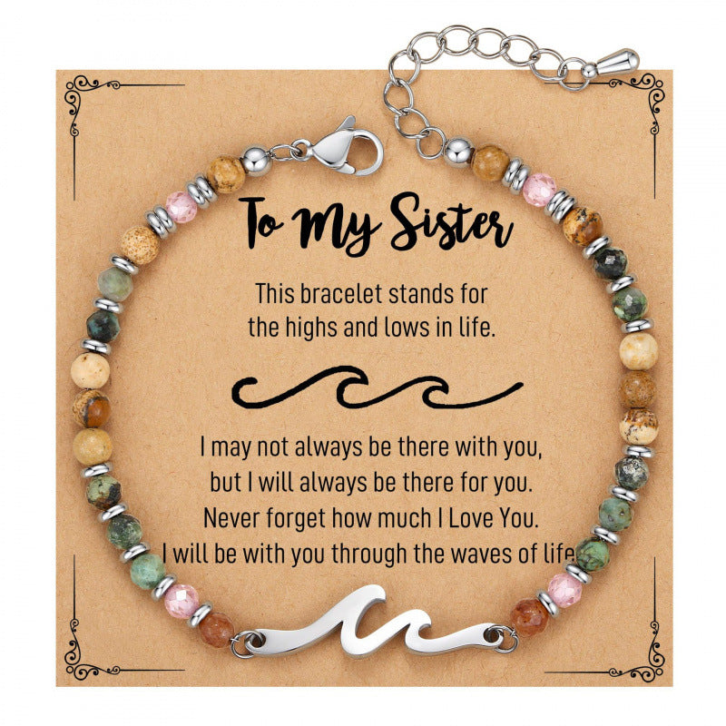 Wholesale Wave Design Turquoise Chain Bracelet Women' s Fashion Jewelry Gift for Travel Souvenir