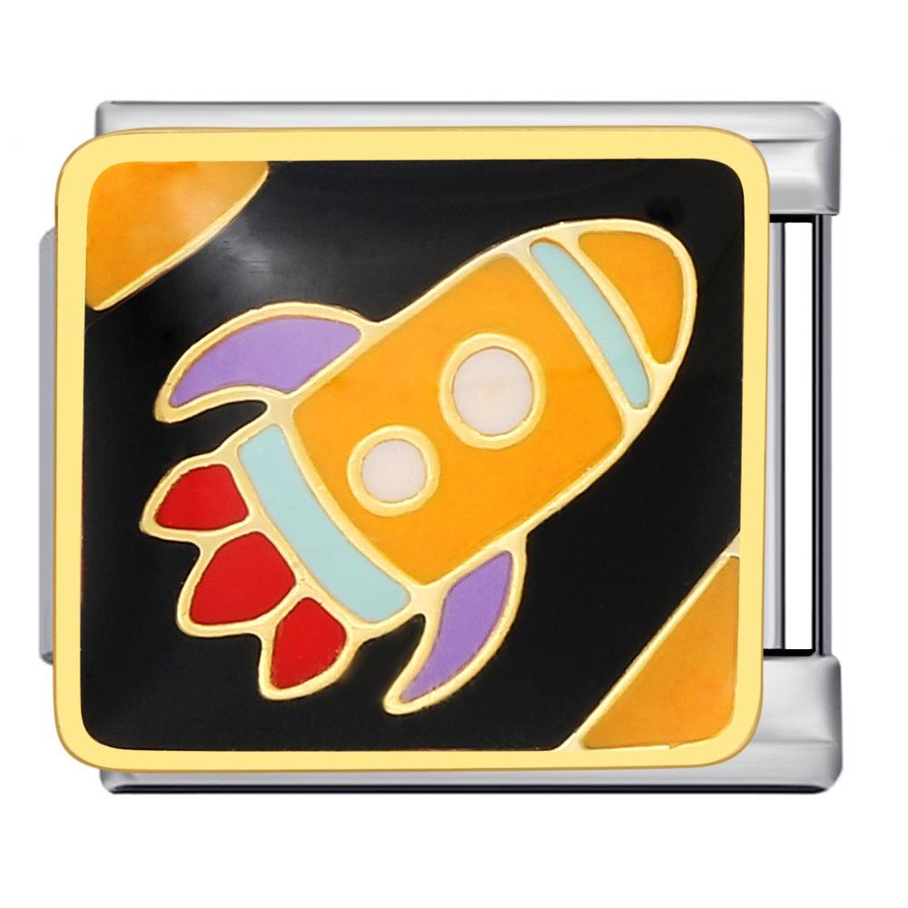 Wholesale Italian Charm Bracelet 9mm DIY Splicing Removable Space Moon Stainless Steel Composable Bracelet