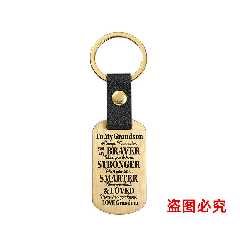 Wholesale Family Gifts Grandchildren Metal Leather Keychains ACC-KC-GangGu025