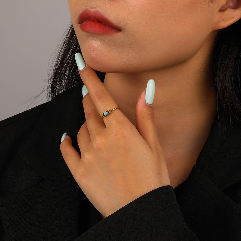 Wholesale 925 sterling silver vintage square colored gemstone ring