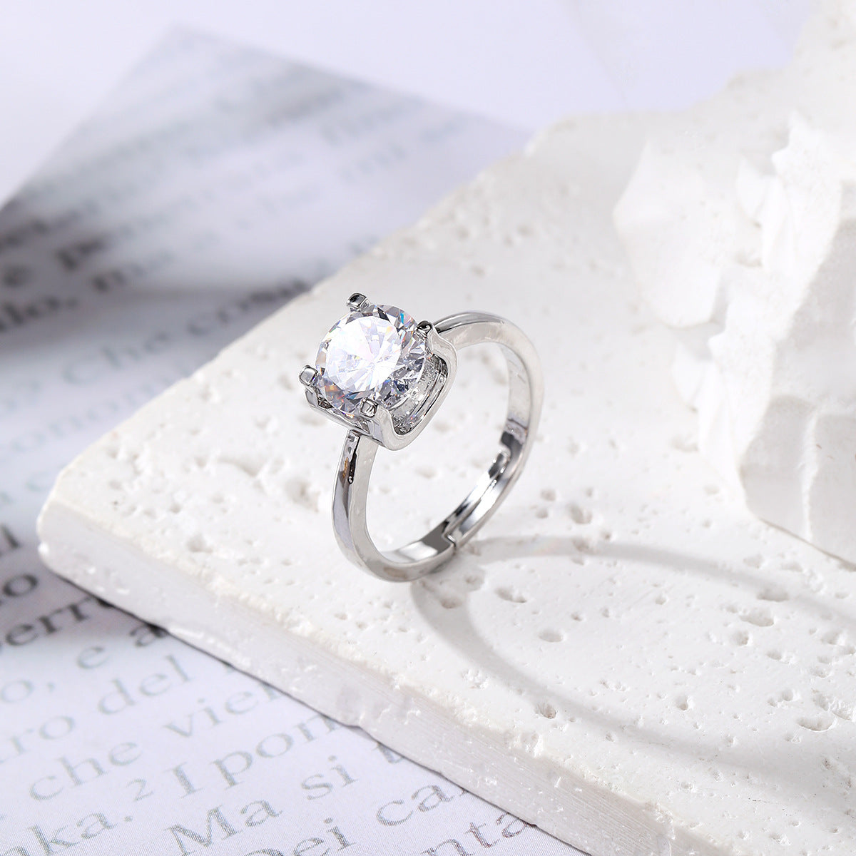 Wholesale Stylish Women S Crystal Ring Geometric Gold Tone Adjustable Party Gift Jewelry Accessory