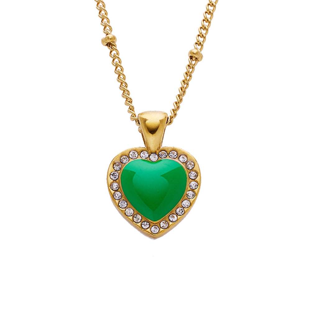 Wholesale Roman Digital Heart-shaped Zircon Pendant Titanium Steel Necklace ACC-NE-Feif001