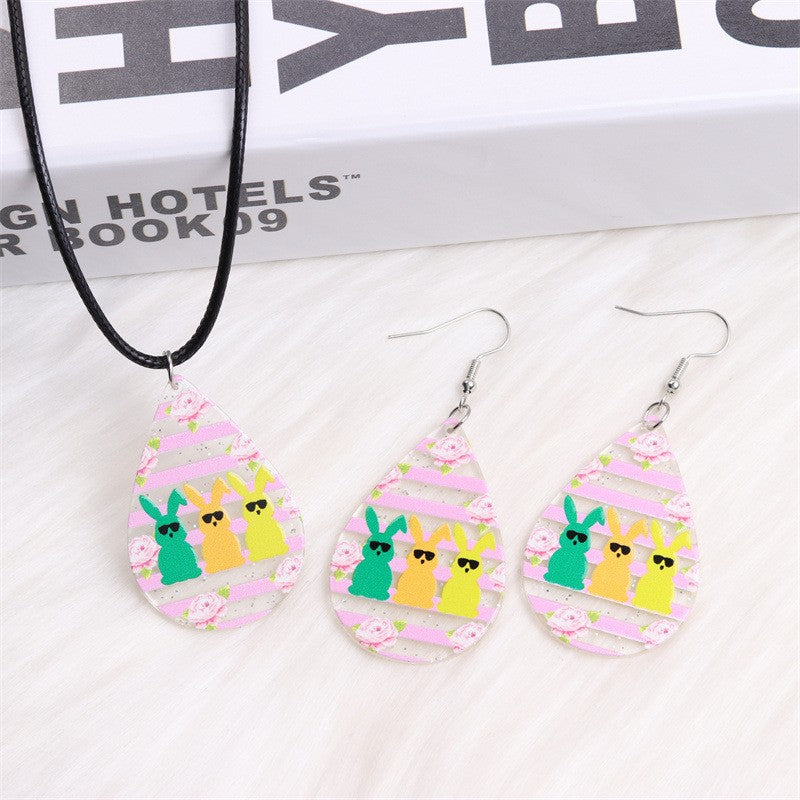 Wholesale 2pcs Acrylic Easter Bunny Earrings
