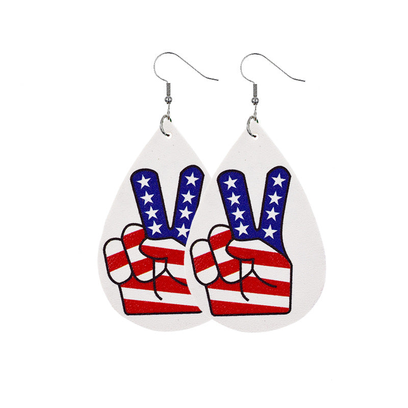 Wholesale American Independence Day Leather Earrings ACC-ES-CY022