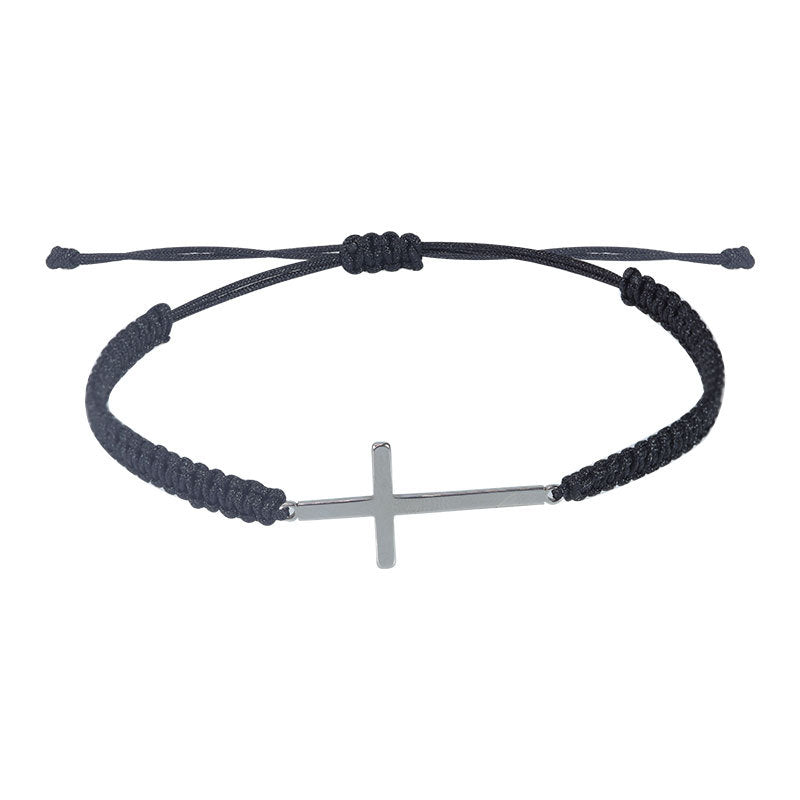 Wholesale cross multicolor adjustable bracelet black and white woven couple bracelet