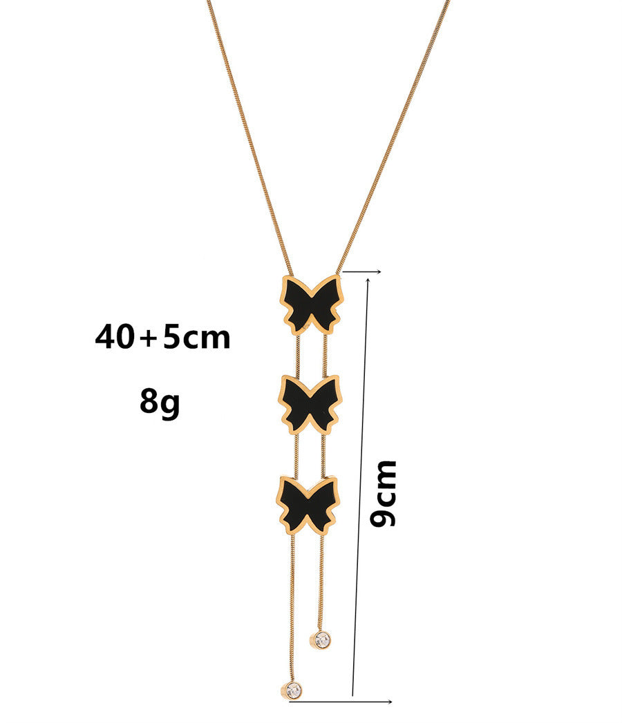 Wholesale Butterfly Necklace 18k Gold Plated Necklace Light Luxury Necklaces Titanium Steel Necklace ACC-NE-TaiYu001