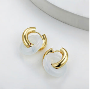 Wholesale  stainless steel earring natural stone earrings