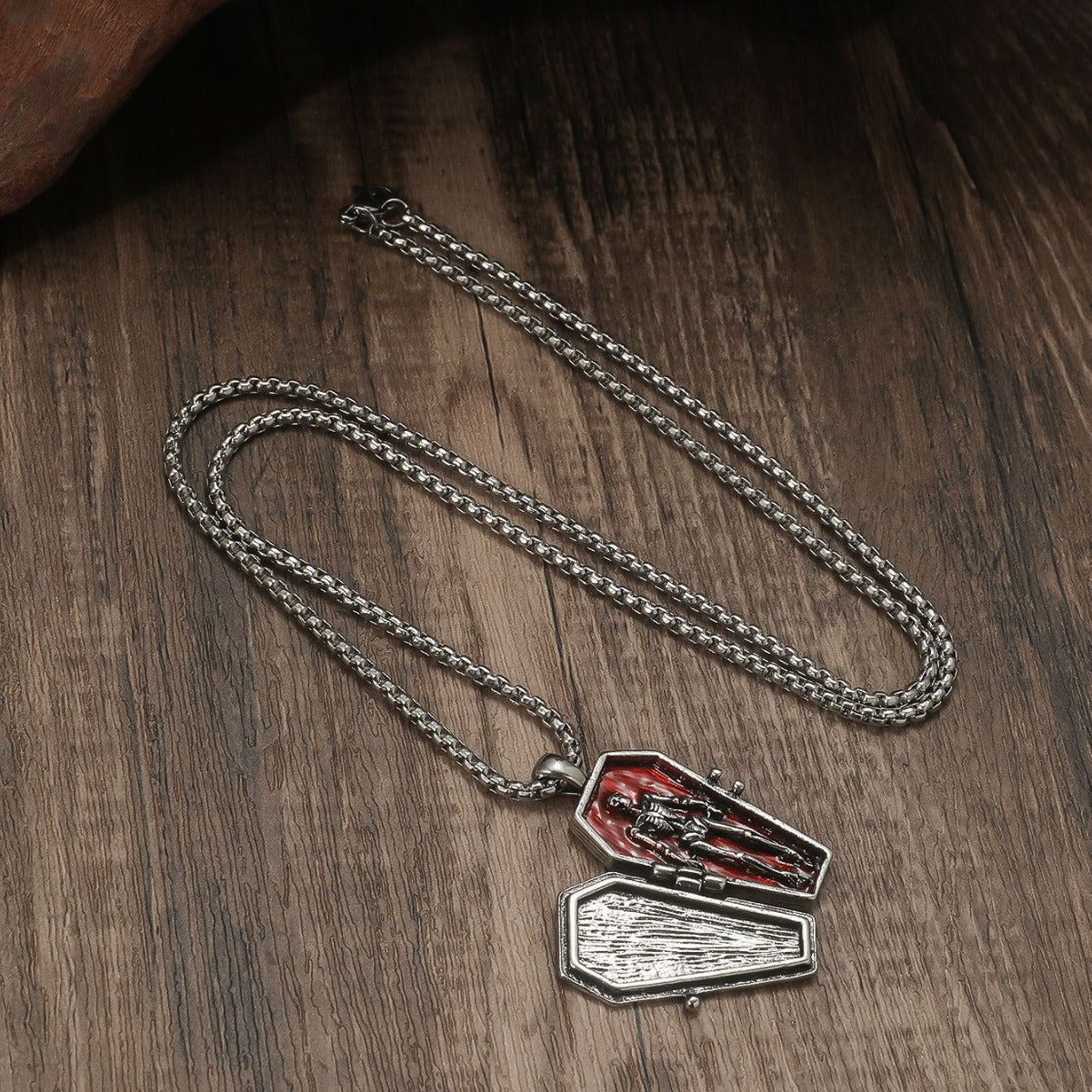 Wholesale  Retro Gothic Coffin Red Enamel Necklace