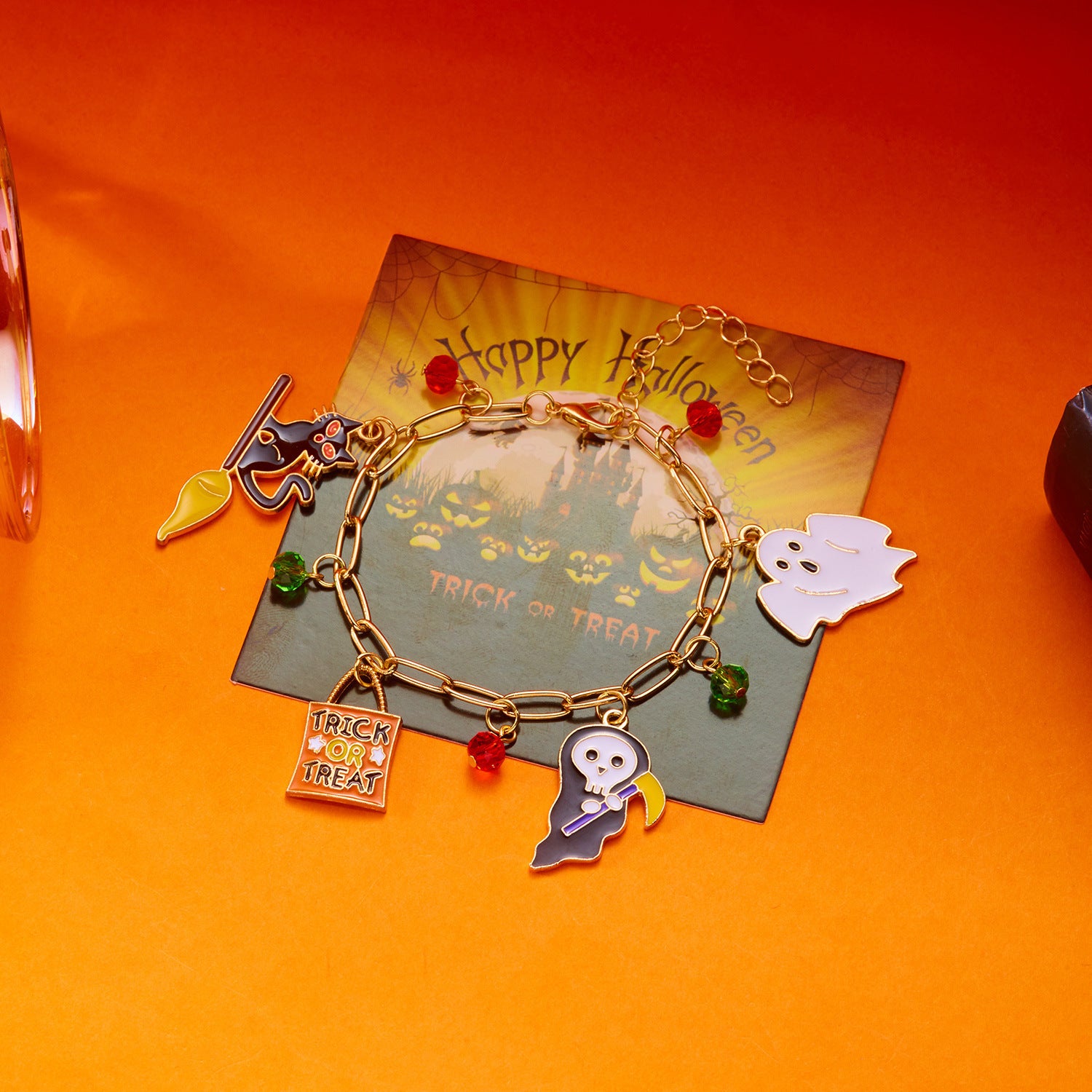 Wholesale Halloween Pumpkin House Bat Ghost Pendant Bracelet