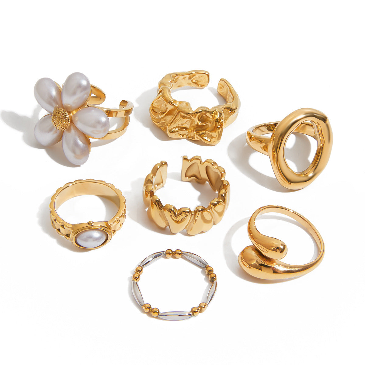 Wholesale  Pearl Ring Stainless Steel  Non-Fading Jewelry