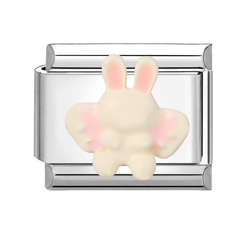 Wholesale  Italian Charm Bracelet 9mm DIY Creative Pink Cute Cartoon  Creative Stainless Steel Composable Bracelet