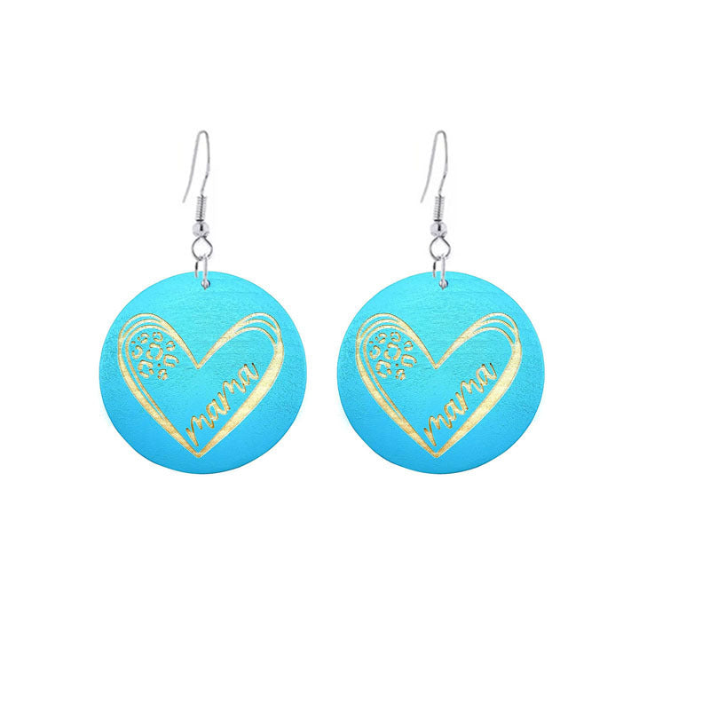 Wholesale Mother's Day Gift MAMA Wooden Earrings ACC-ES-YiYuan015