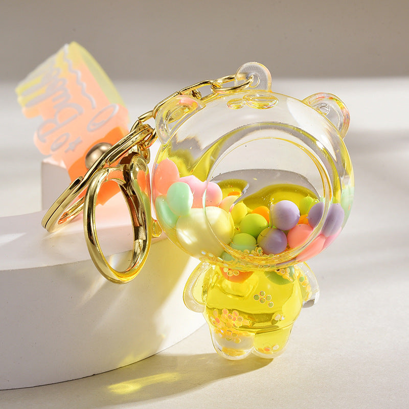 Wholesale Acrylic Liquid Into The Oil Bear Keychain