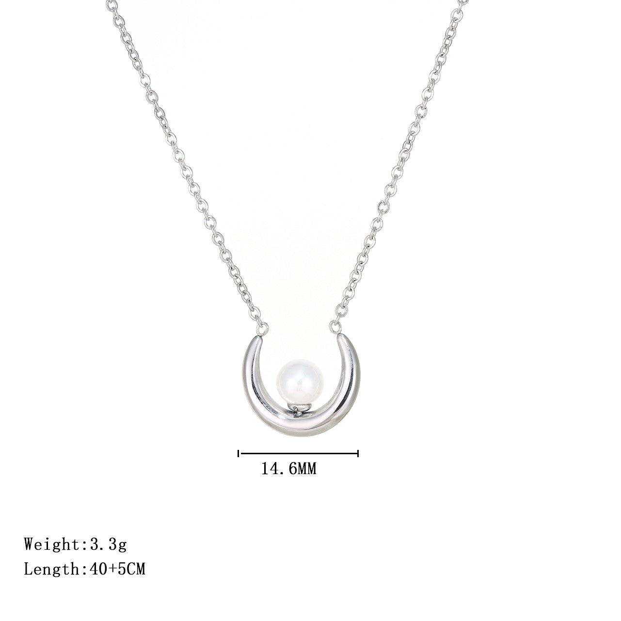 Wholesale Titanium Steel Pearl Crescent Clavicle Necklace
