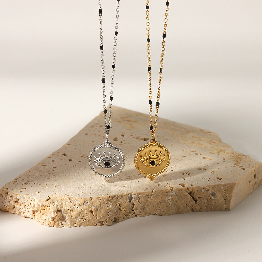 Wholesale  stainless steel necklace clavicle chain 18K gold Devil's Eye inlaid zircon  necklace