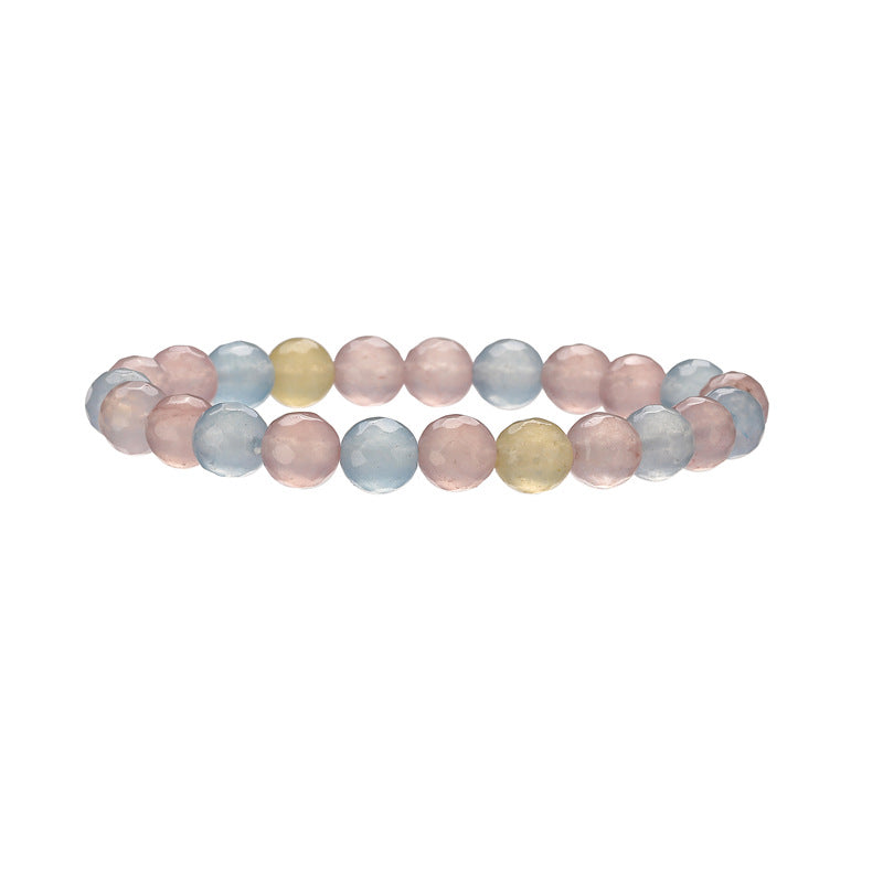 Wholesale Minimalist Faceted Natural Stone Beaded Bracelet With Pink Crystal Heart Charm Chic Unisex Jewelry Accessory For Wedding Gift And Boutique Resale