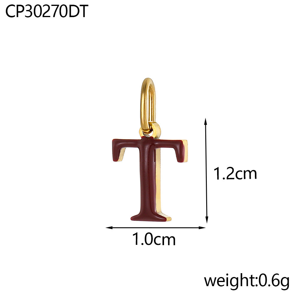 Wholesale Colorful 26 English letters oil-dripping stainless steel vacuum electroplating pendant