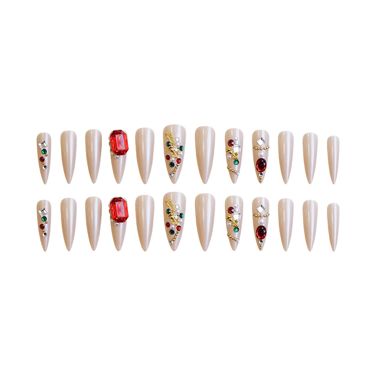 Wholesale 24 Pieces/ box Red Diamond Nails Kits Nail Stickers