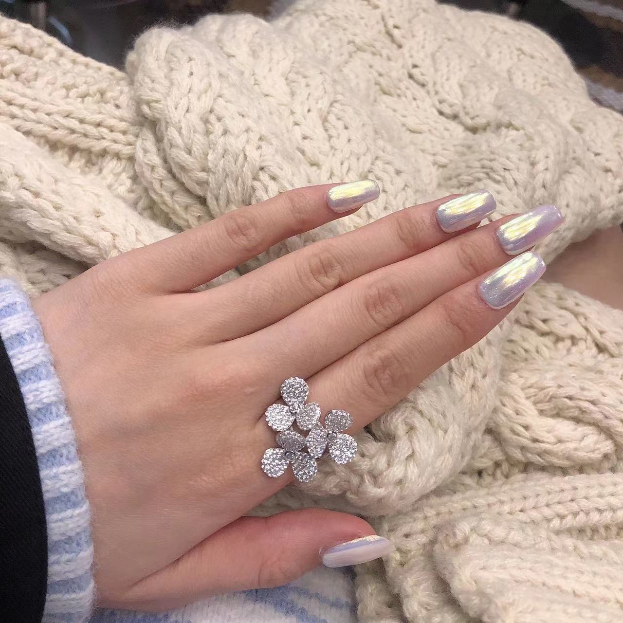 Wholesale  personalized Clover ring open shamrock adjustable  ring