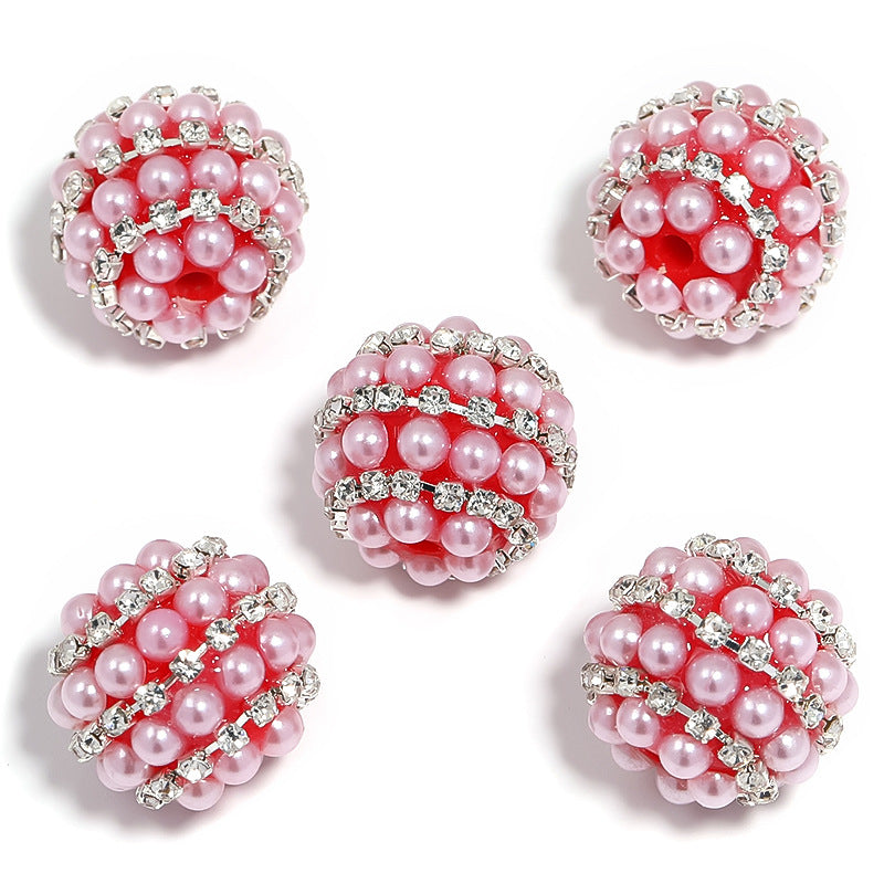 Wholesale 5PCS Candy Color Pearl Rhinestone Beads DIY Beads Mobile Phone Chain Accessories ACC-BDS-BLG044