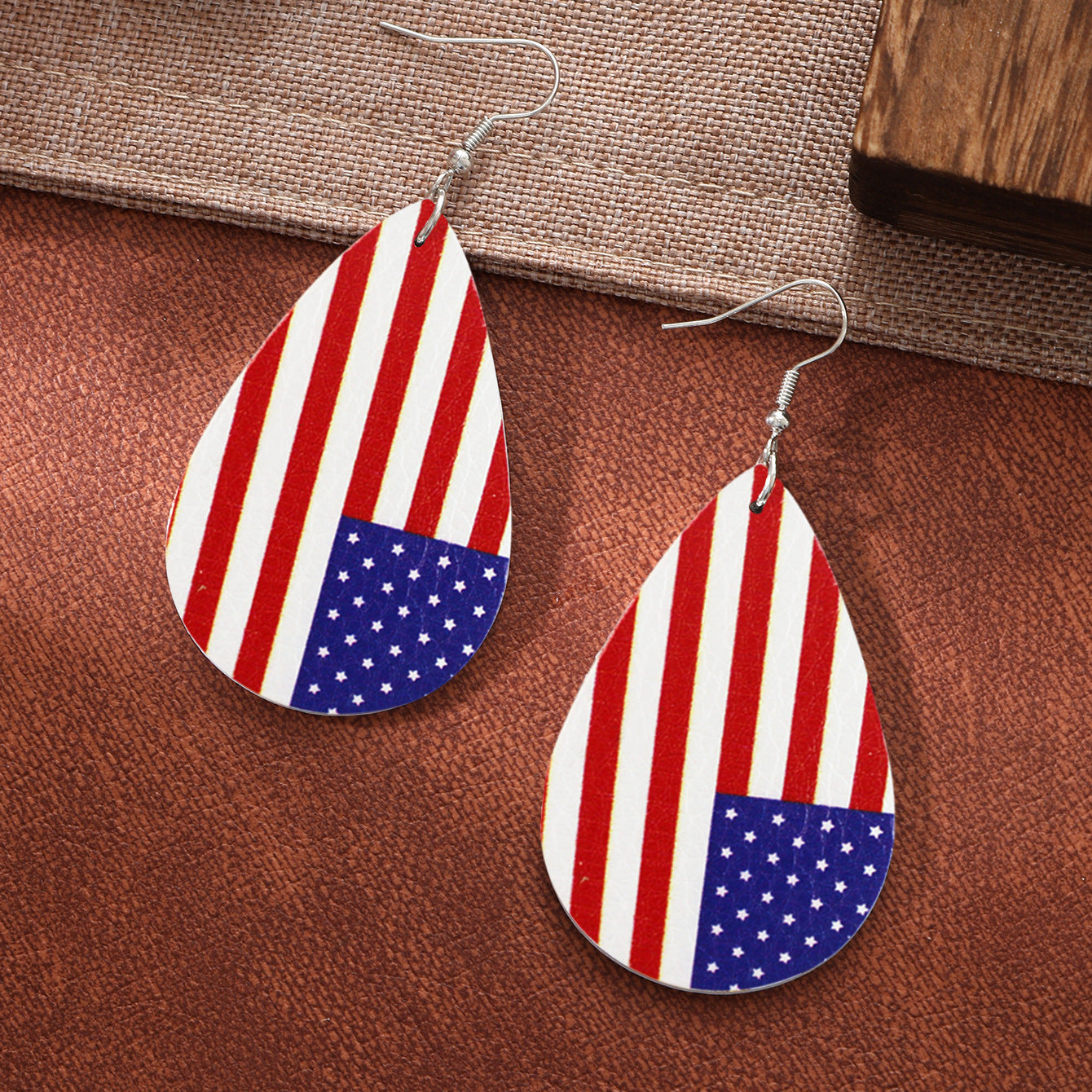 Wholesale Independence Day leather earrings