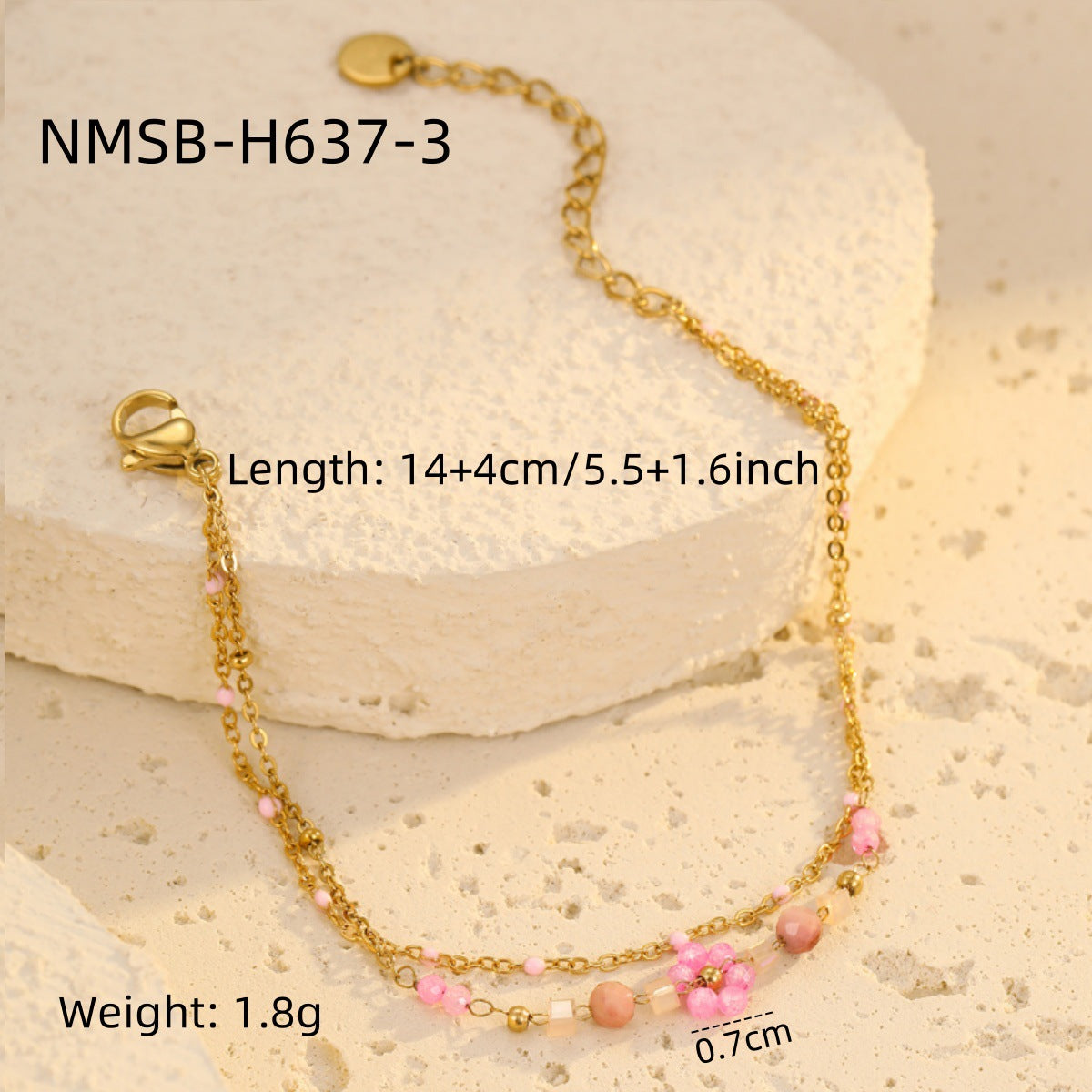 Wholesale Stainless steel Colorful Flower Beaded Bracelet